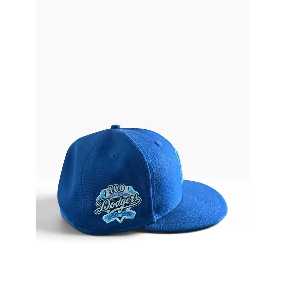 New Era 59FIFTY LA Dodgers 100th Anniversary Patch Fitted Hat Blue 7 3/8